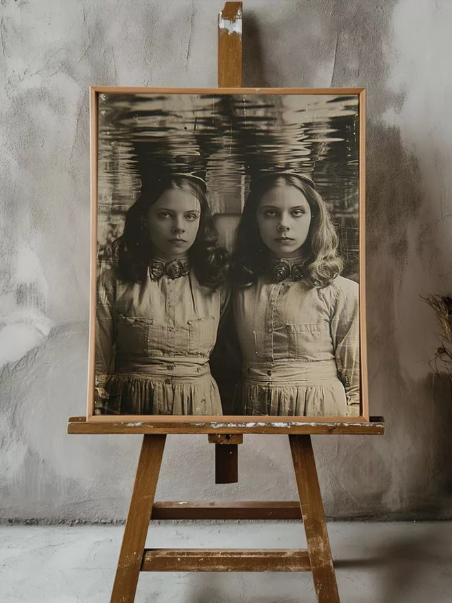 Holstga bosilgan poster &amp;quot;Suv ostidagi egizak opa-singillar&amp;quot;