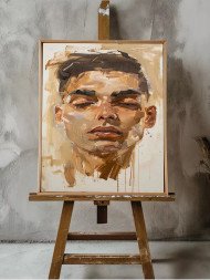 Holstga bosilgan poster "Bo‘yoq zarbalari va hissiyotlardagi portret"