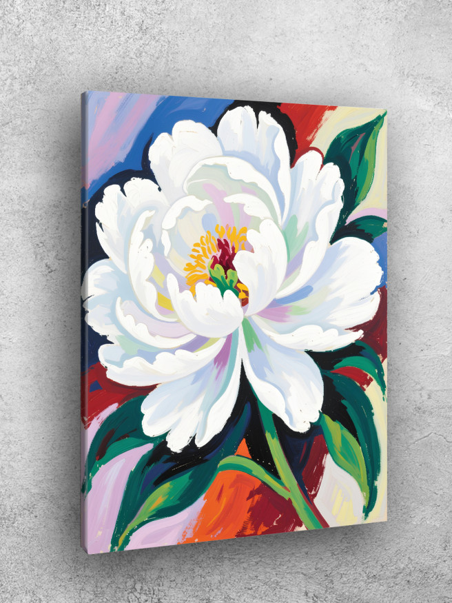 Постер на холсте &amp;quot;Белый пион в цветении&amp;quot;