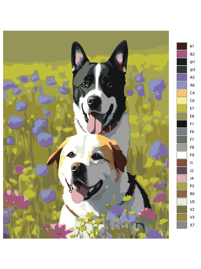 Raqamlar bo&amp;#039;yicha rasm &amp;quot;Dalada bir nechta itlar&amp;quot;