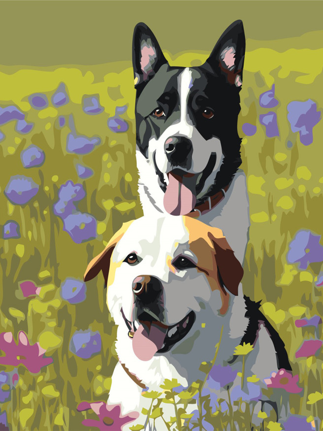 Raqamlar bo&amp;#039;yicha rasm &amp;quot;Dalada bir nechta itlar&amp;quot;