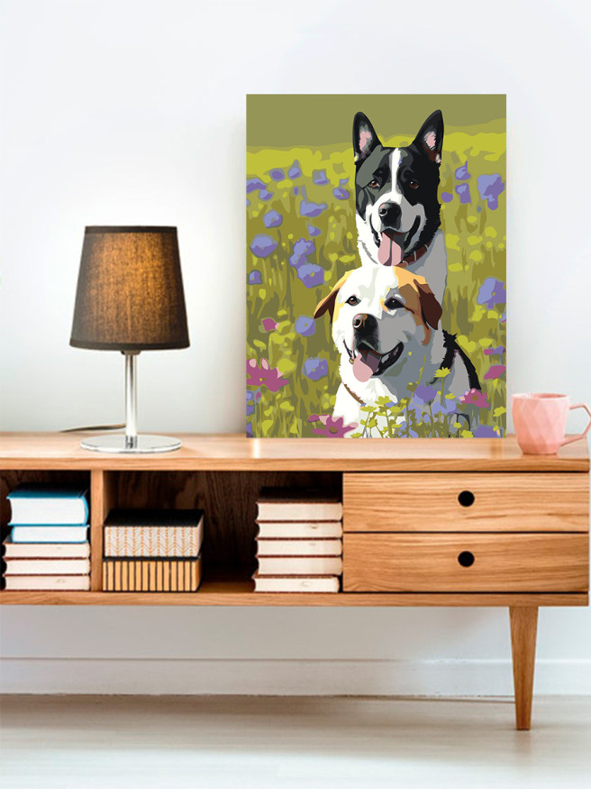 Raqamlar bo&amp;#039;yicha rasm &amp;quot;Dalada bir nechta itlar&amp;quot;