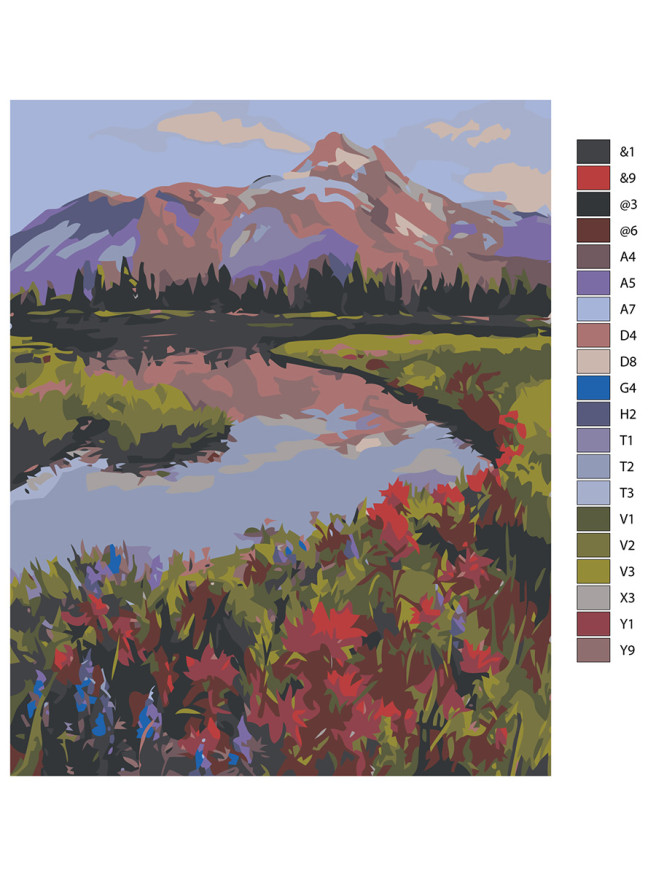 Raqamlar bo&amp;#039;yicha rasm &amp;quot;Tog&amp;#039;lar yaqinidagi tabiat&amp;quot;