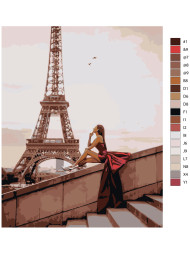 Raqamlar bo&#039;yicha rasm &quot;Eyfel mironasi oldidagi qiz&quot;