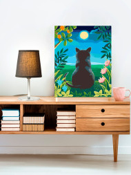 Raqamlar bo'yicha rasm "Mushuk oyga qarayapti"