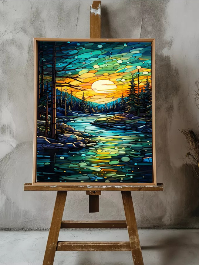 Holstga bosilgan poster &amp;quot;Daryo bo‘yida ertakli shafaq&amp;quot;