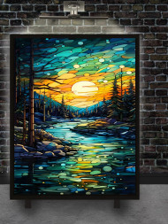 Постер на холсте &amp;quot;Сказочный закат у реки&amp;quot;