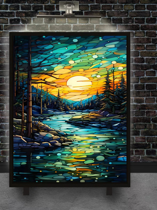 Holstga bosilgan poster &amp;quot;Daryo bo‘yida ertakli shafaq&amp;quot;