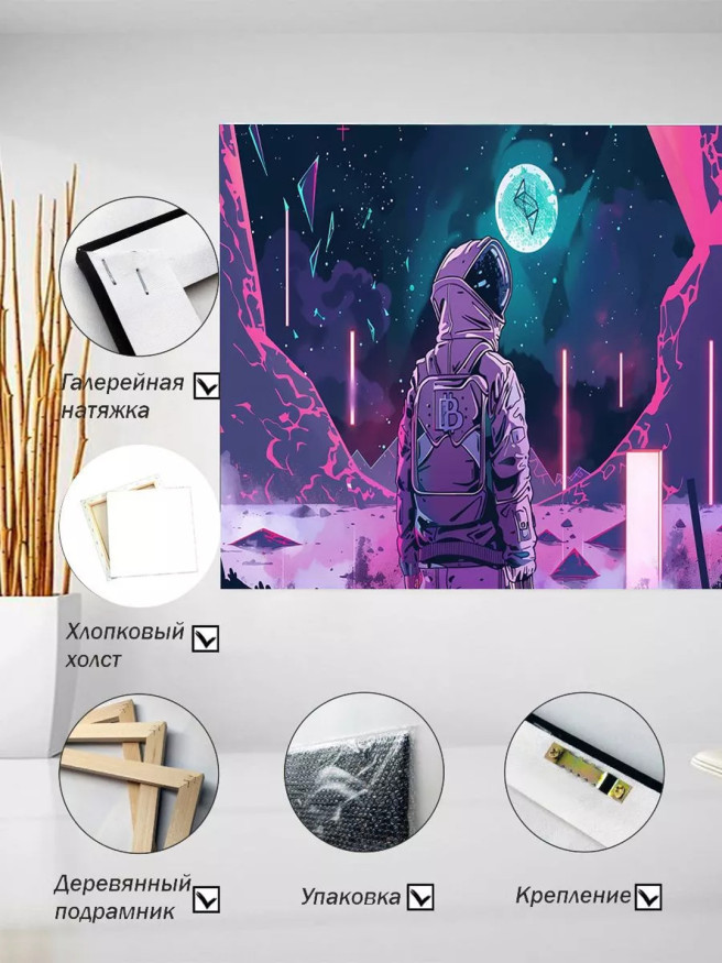 Постер на холсте &amp;quot;Космонавт в цифровом мире&amp;quot;