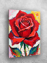 Постер на холсте &amp;quot;Красная роза в цветении&amp;quot;