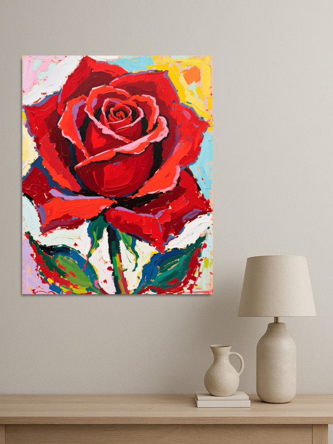 Holstga bosilgan poster &amp;quot;Qizil roza gullashi&amp;quot;