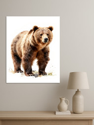 Постер на холсте &amp;quot;Акварельный бурый медведь&amp;quot;