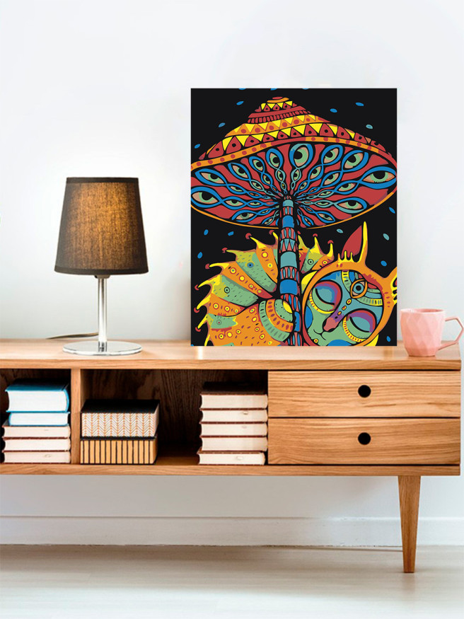 Raqamlar bo&amp;#039;yicha rasm &amp;quot;Mushuk bilan qo&amp;#039;ziqorin&amp;quot;