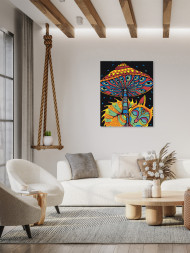 Картина по номерам &amp;quot;Гриб с котиком&amp;quot;