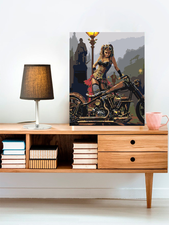 Raqamlar bo&amp;#039;yicha rasm &amp;quot;Mototsiklda qiz&amp;quot;