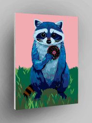 Картина по номерам &amp;quot;Енот с пончиком&amp;quot;