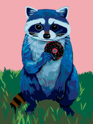 Картина по номерам &amp;quot;Енот с пончиком&amp;quot;