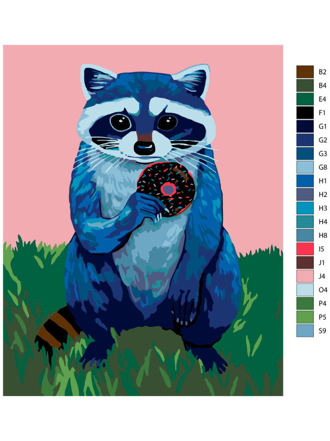 Raqamlar bo&amp;#039;yicha rasm &amp;quot;Ponchikli yenot&amp;quot;