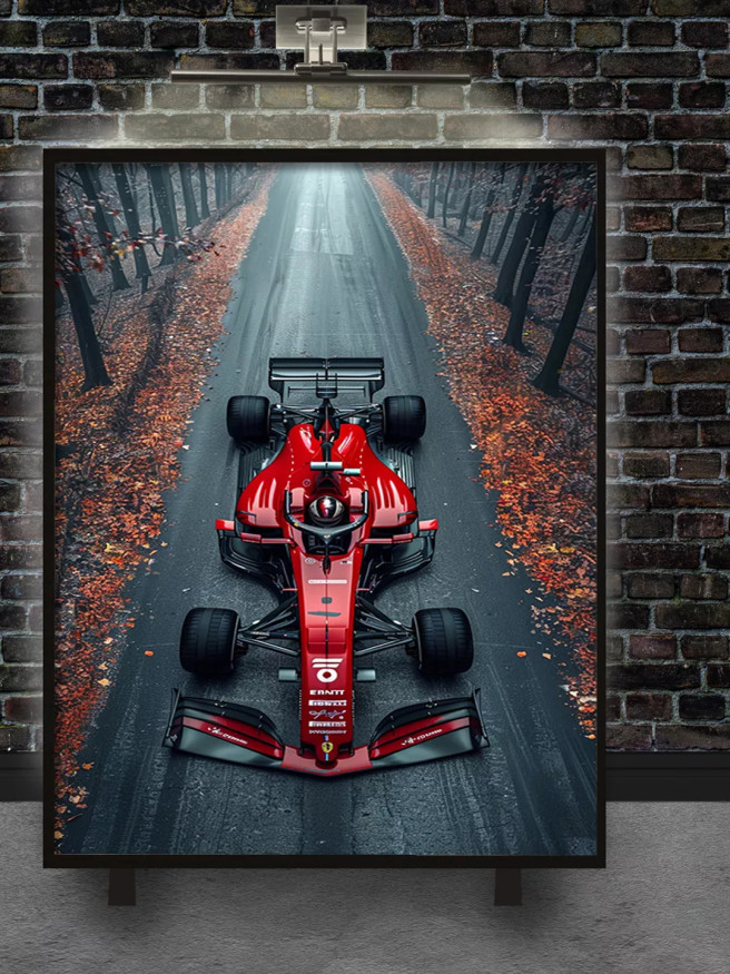 Постер на холсте &amp;quot;Формула-1 в осеннем лесу&amp;quot;