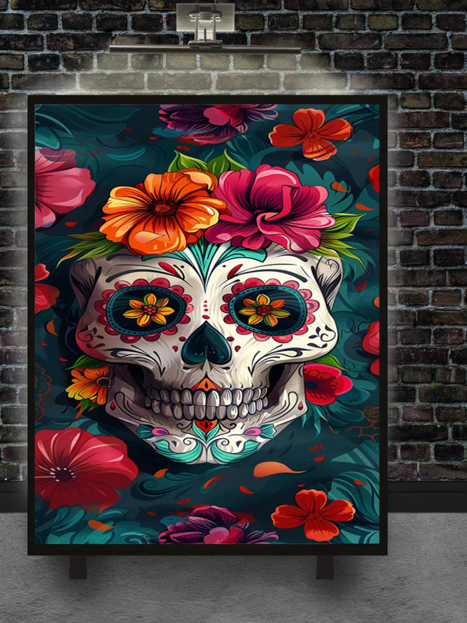 Постер на холсте &amp;quot;Цветочная черепная маска&amp;quot;