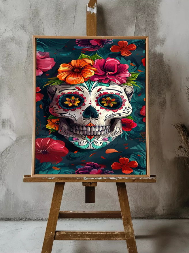 Постер на холсте &amp;quot;Цветочная черепная маска&amp;quot;