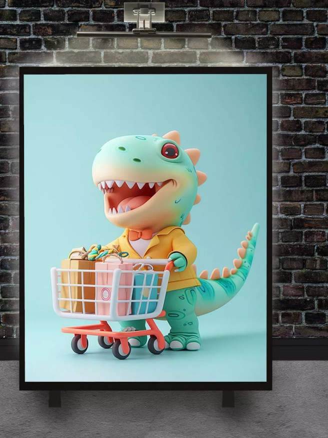 Holstga bosilgan poster &amp;quot;Dinozavrcha bilan xarid&amp;quot;