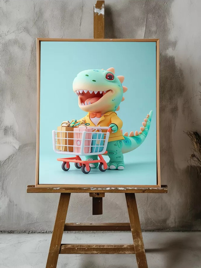 Holstga bosilgan poster &amp;quot;Dinozavrcha bilan xarid&amp;quot;