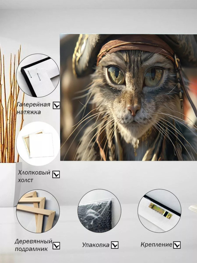 Holstga bosilgan poster &amp;quot;Shlyapadagi qaroqchi mushuk&amp;quot;