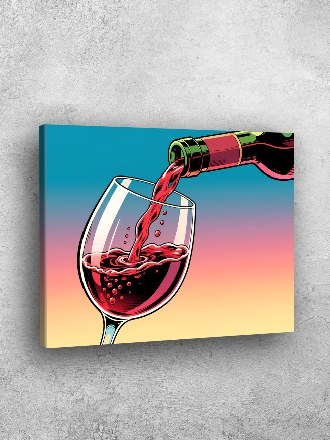Постер на холсте &amp;quot;Вино в ярком поп-арт стиле&amp;quot;