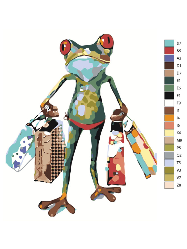 Raqamlar bo&amp;#039;yicha rasm &amp;quot;Paketlar bilan qurbaqa&amp;quot;