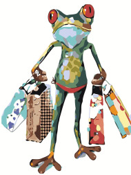 Raqamlar bo&#039;yicha rasm &quot;Paketlar bilan qurbaqa&quot;