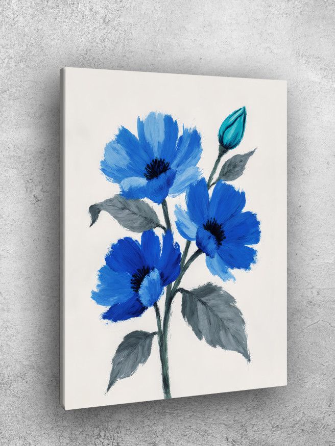 Постер на холсте &amp;quot;Синие цветы на ветке&amp;quot;