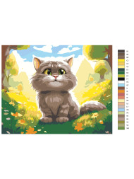 Raqamlar bo'yicha rasm "Qiziqarli mushukcha"