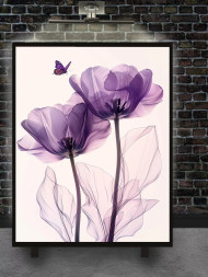 Holstga bosilgan poster &quot;Shaffof lolalar va kapalak&quot;