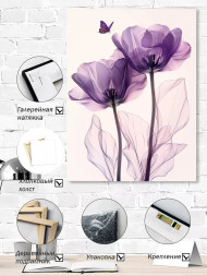 Holstga bosilgan poster &quot;Shaffof lolalar va kapalak&quot;