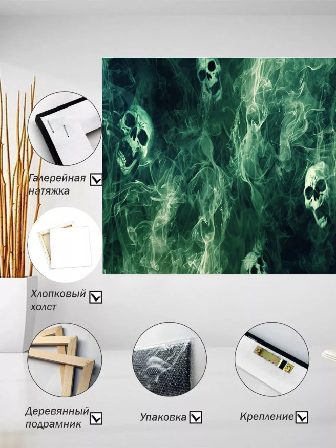 Постер на холсте &amp;quot;Черепа в дыму иллюзий&amp;quot;