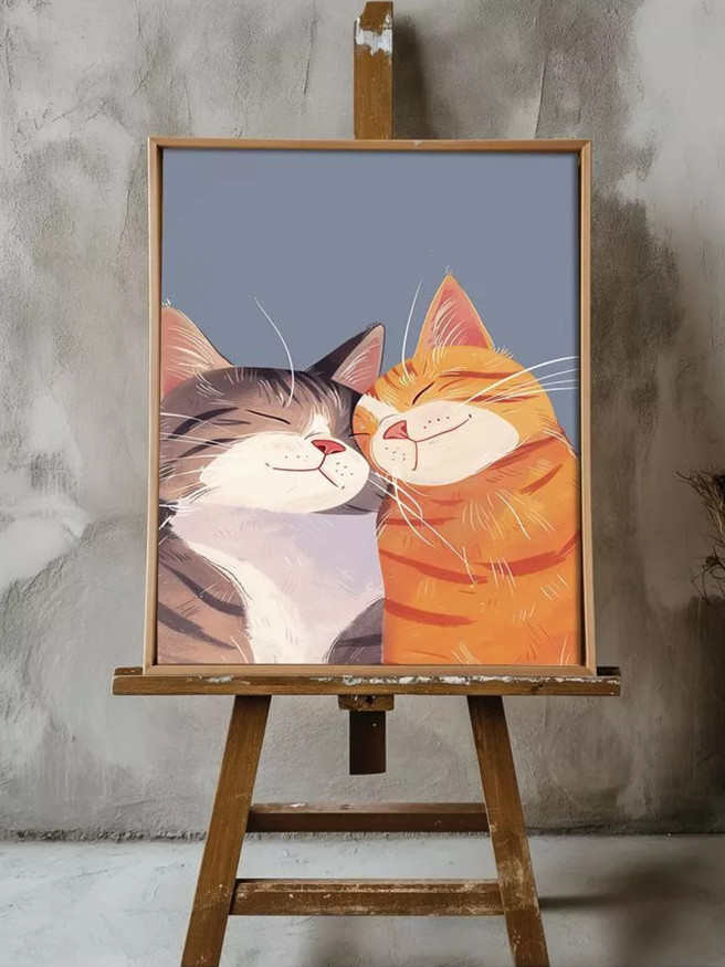 Постер на холсте &amp;quot;Обнимающиеся коты в любви&amp;quot;