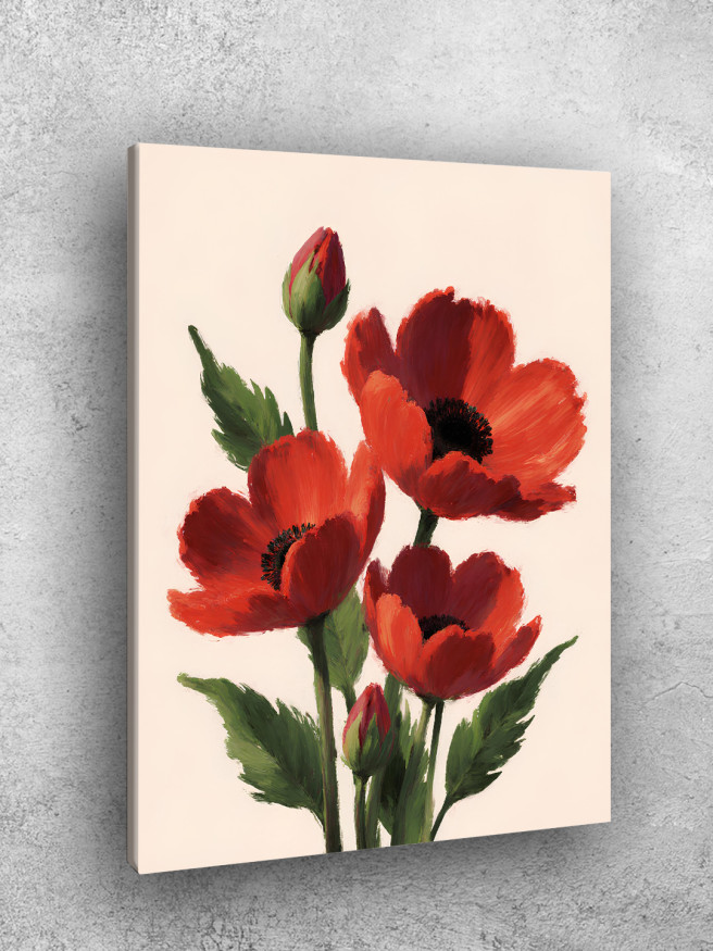 Постер на холсте &amp;quot;Красные маки на ветке&amp;quot;