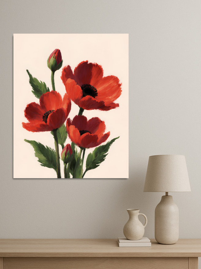 Постер на холсте &amp;quot;Красные маки на ветке&amp;quot;
