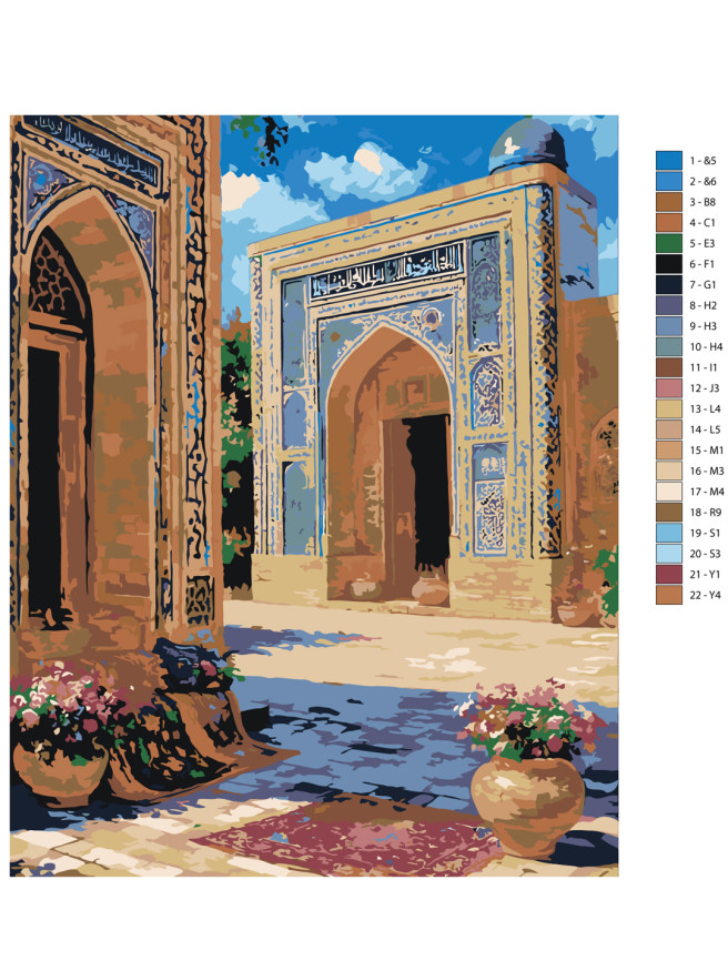 Raqamlar bo‘yicha rasm &amp;quot;Sharqona me’morchilik hovlisi&amp;quot;