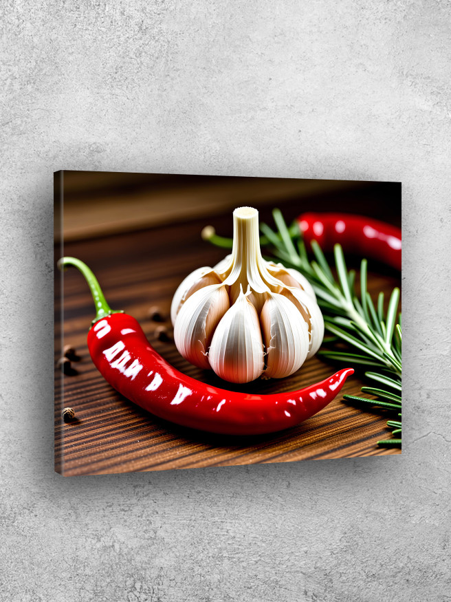 Holstga bosilgan poster &amp;quot;Sarimsoq va achchiq qalampir&amp;quot;