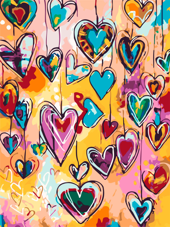 Raqamlar bo&amp;#039;yicha rasm &amp;quot;Rangli yuragchalar&amp;quot;