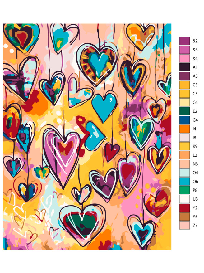 Raqamlar bo&amp;#039;yicha rasm &amp;quot;Rangli yuragchalar&amp;quot;