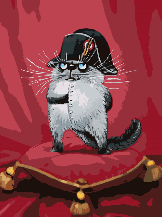 Картина по номерам &amp;quot;Котик в шапке&amp;quot;