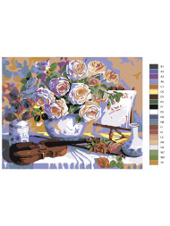 Картина по номерам "Ваза цветов со скрипкой"