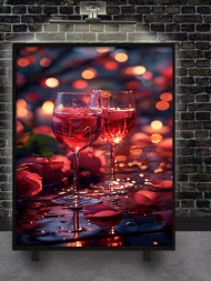 Holstga bosilgan poster "Romantik kecha va vino"