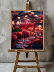 Holstga bosilgan poster "Romantik kecha va vino"