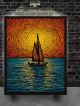 Постер на холсте &amp;quot;Парусник на закате&amp;quot;