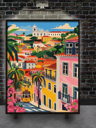 Holstga bosilgan poster &quot;Lissabonning yorqin ko‘chalari&quot;