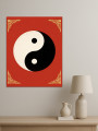 Holstga bosilgan poster &amp;quot;Qizil fondagi Yin va Yang&amp;quot;